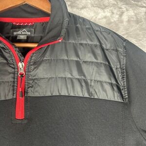 Eddie Bauer Mens Quarter Zip Pullover Puffer Long Sleeve Top‎ Black Large